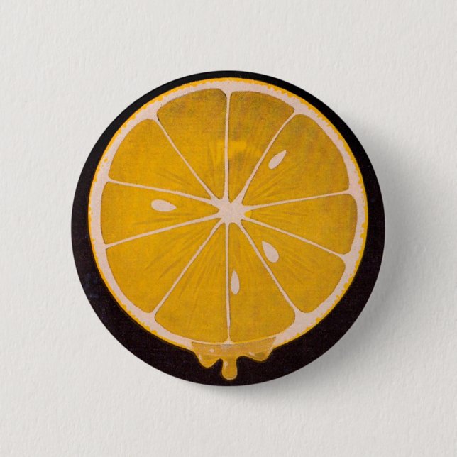 hellgelbe Zitronenscheibe Button (Vorderseite)