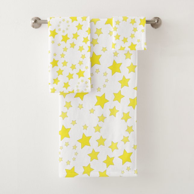 Hellgelber Gemusterter Star Badhandtuch Set (Insitu)