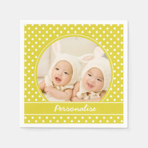 Hellgelber Polka Dot Benutzerdefiniertes Foto und Serviette