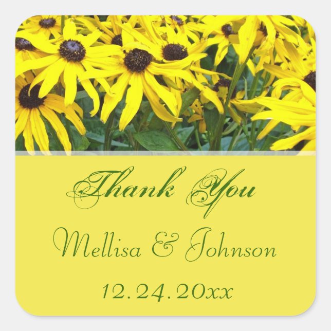 hellgelber Tag danke Gastgeschenk Hochzeit Quadratischer Aufkleber (Vorderseite)