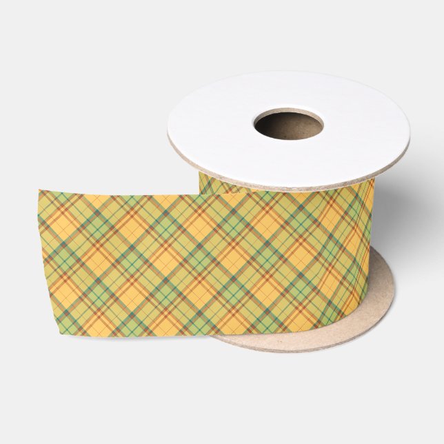 Hellgelber Tartan Karierte Ribbon Satinband (Spule)