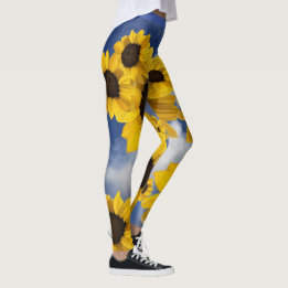 Hellgelber und blauer Sonnenblumenhimmel Leggings