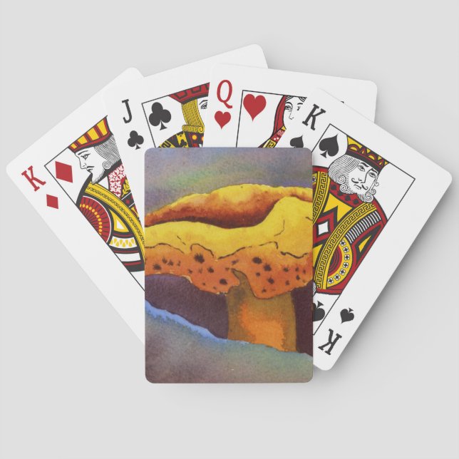 Hellgelber und orangefarbener Pilz Spielkarten (Rückseite)