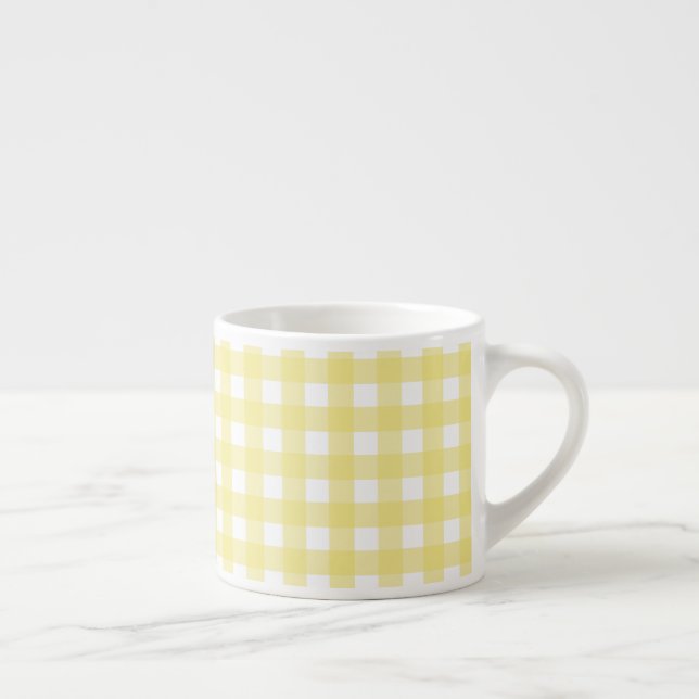 Hellgelber und weißer Gingham Espressotasse (Rechts)
