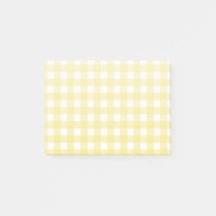 Hellgelber und weißer Gingham Post-it Klebezettel