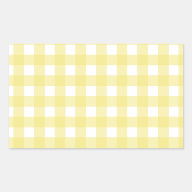 Hellgelber und weißer Gingham Rechteckiger Aufkleber (Vorderseite)
