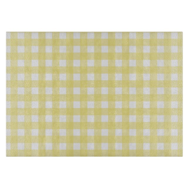 Hellgelber und weißer Gingham Schneidebrett (Vorderseite)