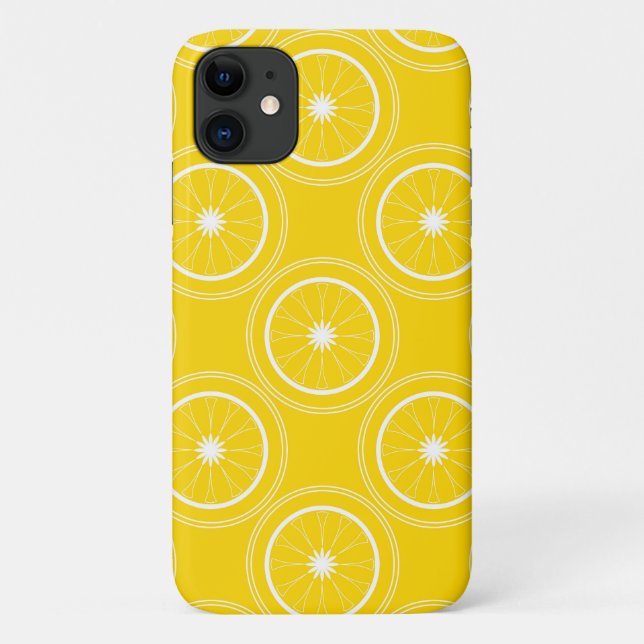 Hellgelbes abstraktes Zitronenmuster Retro Case-Mate iPhone Hülle (Rückseite)