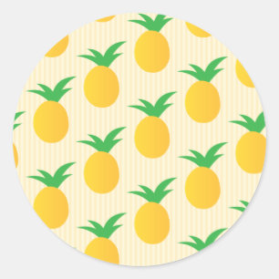 Hellgelbes Ananas-Muster Runder Aufkleber