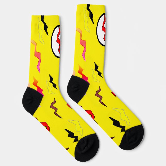 Hellgelbes Blitzenblitz Socken (Rechts)