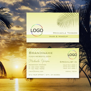 Hellgelbes Gradient Palm Leaf mit Logo Stilvoll Visitenkarte