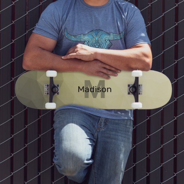 Hellgelbes graues Omelonenmuster Monogram Skateboard (Außenbereich 3)