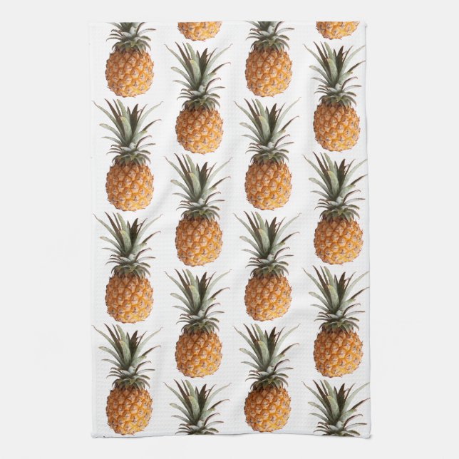 Hellgelbes, grünes Yummy-Ananas-Muster Geschirrtuch (Vertikal)
