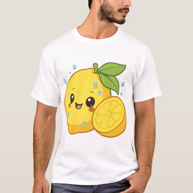 Hellgelbes Happy Citrus Lemon T-Shirt (Vorderseite)