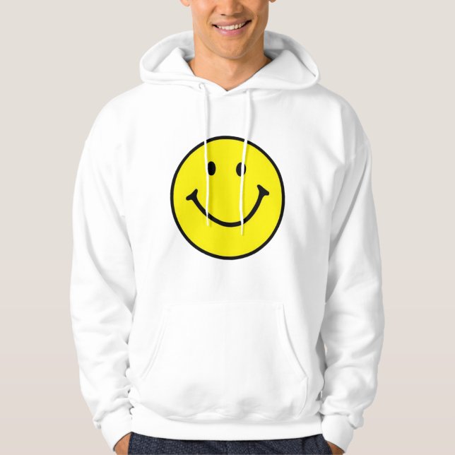 Hellgelbes Happy Lächeln Gesicht Hoodie (Vorderseite)