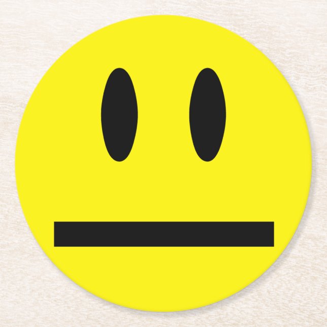 Hellgelbes Happy Lächeln Gesicht Runder Pappuntersetzer (Vorderseite)