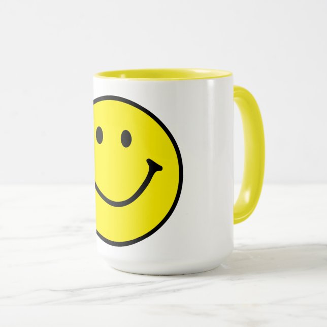 Hellgelbes Happy Lächeln Gesicht Tasse (VorderseiteRechts)