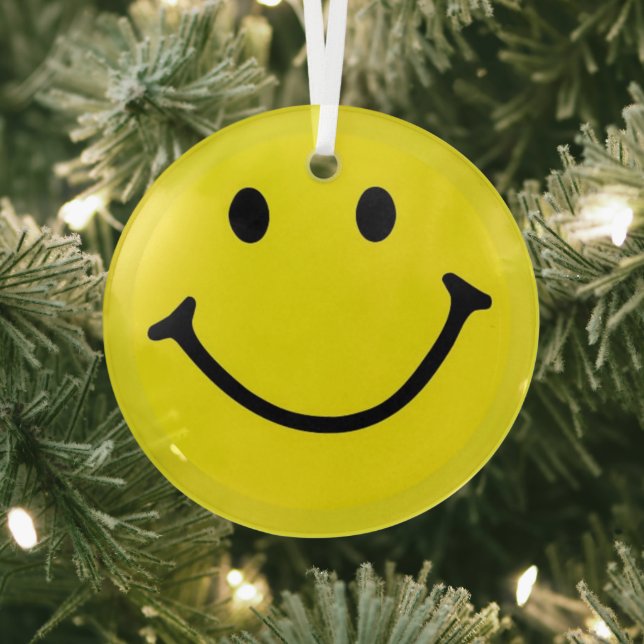 Hellgelbes Happy Smile Face Ornament Aus Glas (InSitu)