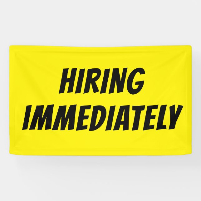 Hellgelbes HIRING-Banner SOFORT - High-Vis Banner (Horizontal)