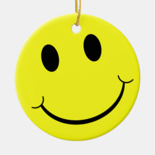 Hellgelbes Lächeln Emoji Keramik Ornament