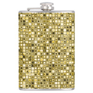 Hellgelbes "Popcorn" Textured Grid Muster Flachmann