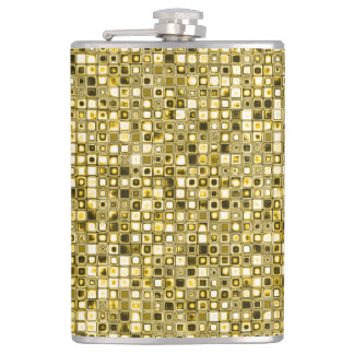 Hellgelbes "Popcorn" Textured Grid Muster Flachmann