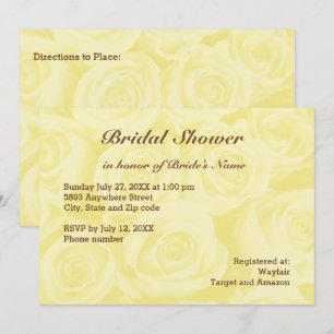 Hellgelbes Rosenhintergrund Brautparty laden ein Einladung