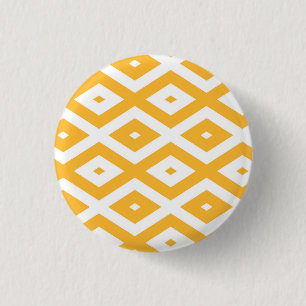 Hellgelbes und weißes Rautenmuster Button