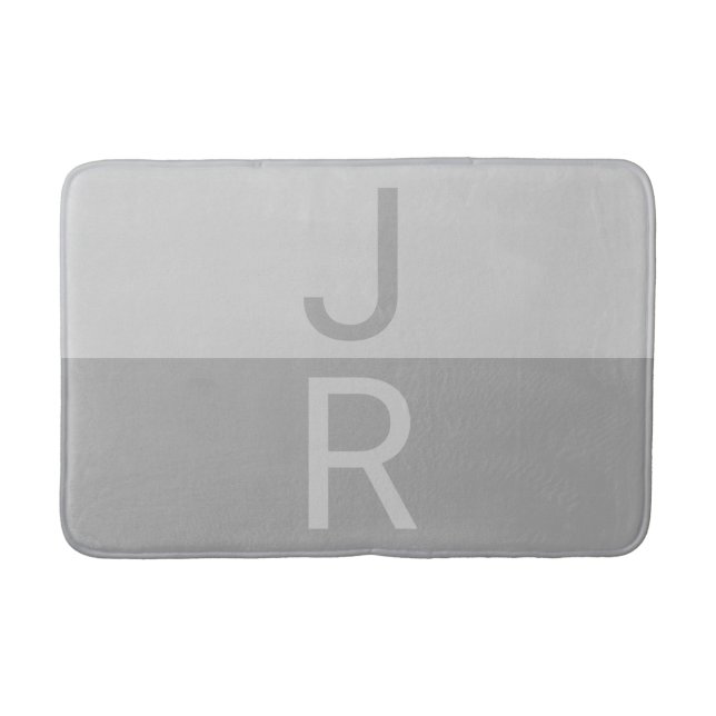 Hellgrau & Grau moderne Anfangsbuchstaben Monogram Badematte (Vorderseite)