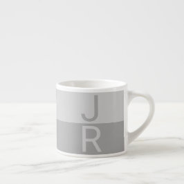 Hellgrau & Grau Moderne Anfangsbuchstaben Monogram Espressotasse