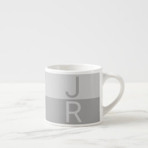 Hellgrau & Grau Moderne Anfangsbuchstaben Monogram Espressotasse