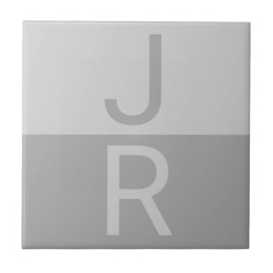 Hellgrau & Grau Moderne Anfangsbuchstaben Monogram Fliese