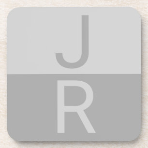 Hellgrau & Grau Moderne Anfangsbuchstaben Monogram Getränkeuntersetzer