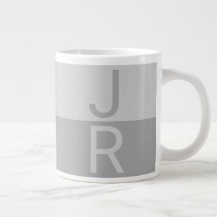 Hellgrau & Grau Moderne Anfangsbuchstaben Monogram Jumbo-Tasse
