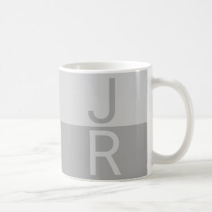 Hellgrau & Grau Moderne Anfangsbuchstaben Monogram Kaffeetasse