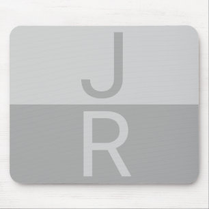 Hellgrau & Grau Moderne Anfangsbuchstaben Monogram Mousepad