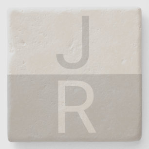 Hellgrau & Grau Moderne Anfangsbuchstaben Monogram Steinuntersetzer