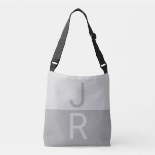 Hellgrau & Grau Moderne Anfangsbuchstaben Monogram Tragetaschen Mit Langen Trägern