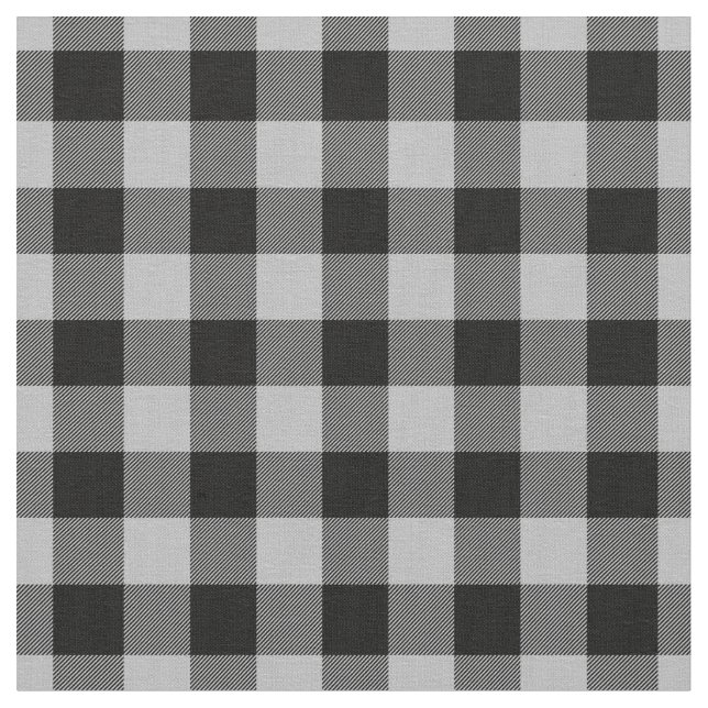 Hellgrau & Schwarz Karo Gingham Stoff (Nahaufnahme)