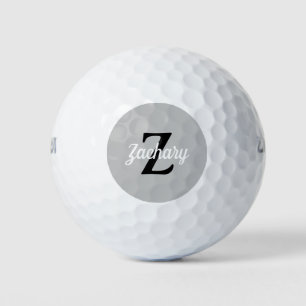 Hellgrau Schwarz Weiß Monogramm Retro Personalisie Golfball