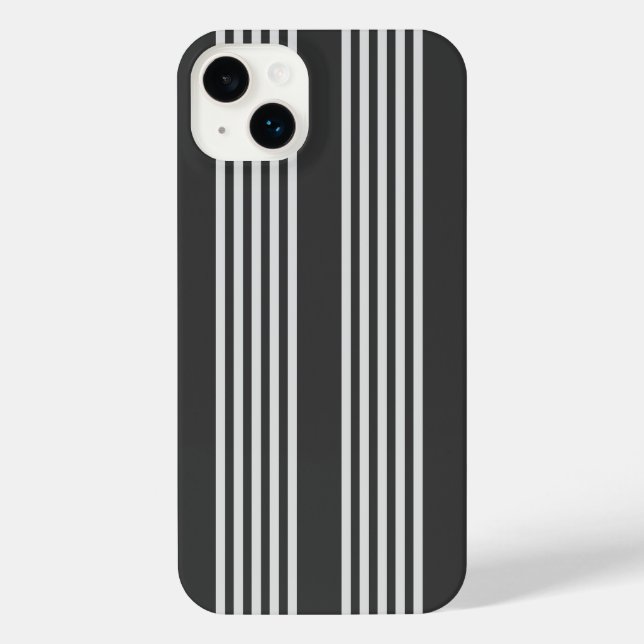 Hellgrau und Holzkohle 5 Streifen Muster iPhone Hülle (Rückseite)