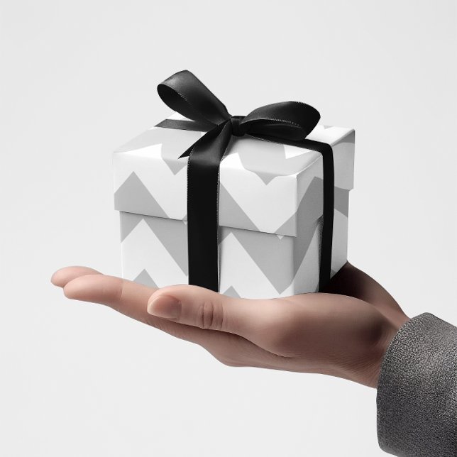 Hellgrau und weiß Zickzack Geschenkpapier (Light Grey and White Chevron Wrapping Paper)