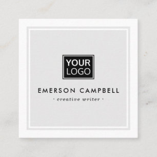 Hellgrau-weiße Grenze-Logo-Minimalist Quadratische Visitenkarte