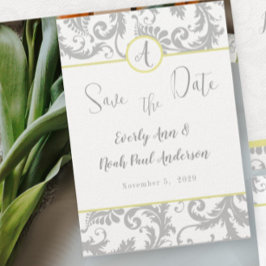 Hellgraue Damaske Hellgelbe Hochzeit Einladung