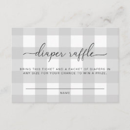 Hellgraue Gingham Diaper Raffle Ticket Card Begleitkarte