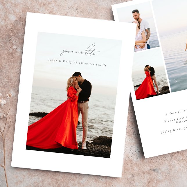 hellgraue Kalligraphie-Rahmen Foto-Kalligraphie Save The Date (Von Creator hochgeladen)