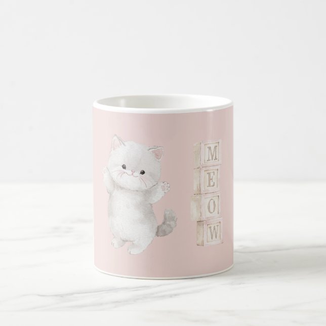 Hellgraue Kätzchen Katze Miauen Kaffeetasse (Mittel)