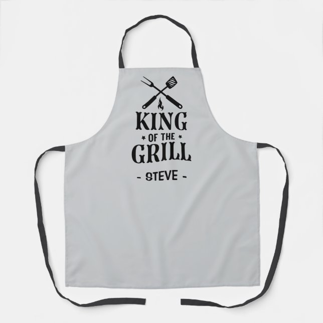 Hellgraue personalisierte König des Grills Schürze (Vorderseite)