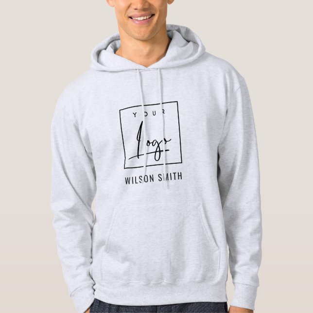 Hellgraue schwarze Unternehmen Fügen Sie Ihr Logo  Hoodie (Vorderseite)