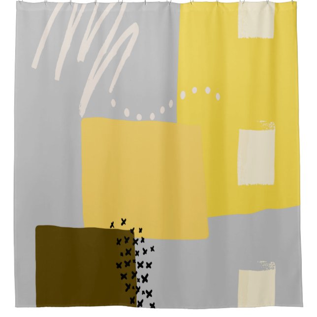 Hellgraue und leuchtende Gelbe Farbe Nr. 3 Duschvorhang (Vorderseite)